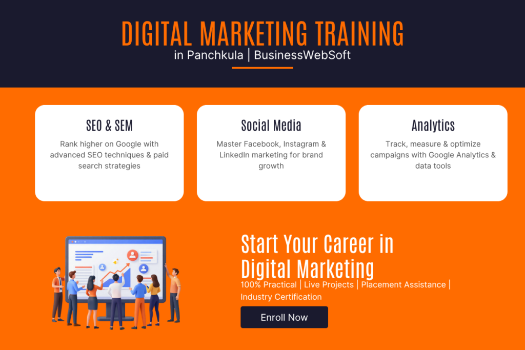 Digital Marketing Training in Panchkula by Business WebSoft with hands-on SEO, PPC, social media, and AI marketing course